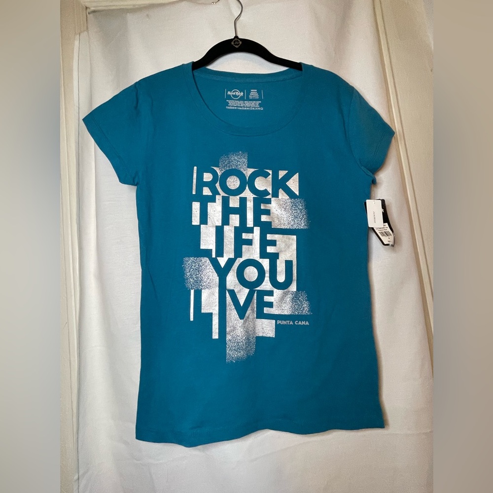NWT Hard Rock Cafe Blue Resort "Rock the Life You Live" Graphic T-Shirt Size M